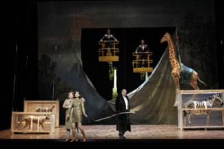 Jacqueline Dark as Fricka, Hyeseoung Kwon as Freia, Jud Arthur as Fafner, Terje Stensvold as Wotan & Daniel Sumegi as Fasolt. Photo credit Jeff Busby 