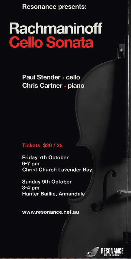 Resonance Presents Rachmaninoff For Cello And Piano